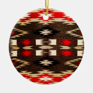 Native American Tribal Design Print Ceramic Tree Decoration