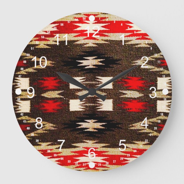 Native American Tribal Design Print Large Clock (Front)