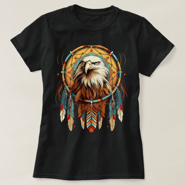 Native American Tribal Dream Catcher Eagle Spirit  T-Shirt (Design Front)