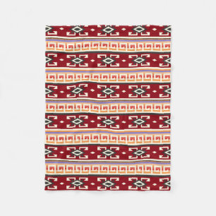 Native American Tribal Geometric Pattern Fleece Blanket