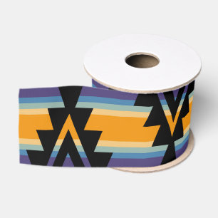 Native American Tribal Geometric Pattern Grosgrain Ribbon
