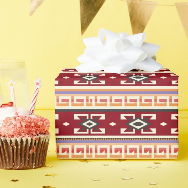 Native American Tribal Geometric Pattern Wrapping Paper (Birthday Party)