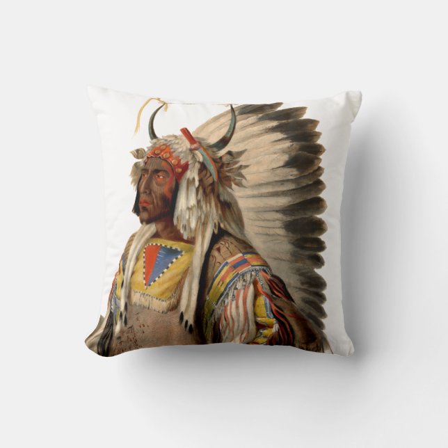 Native American Tribal Indian Chief Head Dress Cushion (Front)