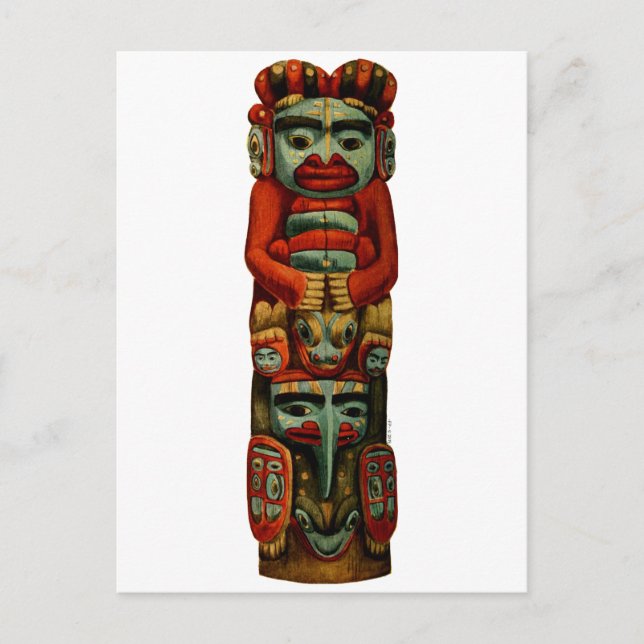 Native American Tribal Indian Totem Pole Spiritual Postcard (Front)