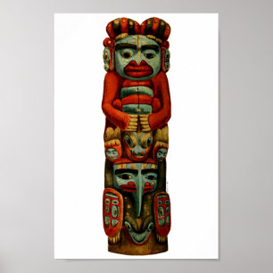 Native American Tribal Indian Totem Pole Spiritual Poster