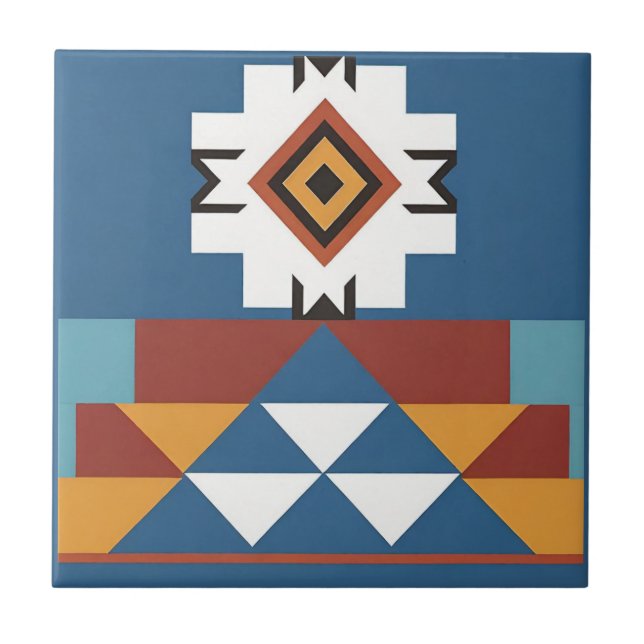 Native American Tribal Inspired Design Ceramic Tile (Front)