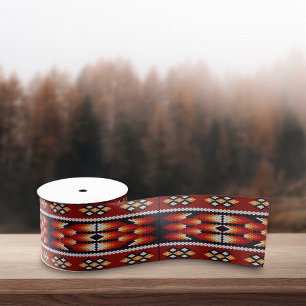 Native American Tribal Pattern Native Indian Grosgrain Ribbon