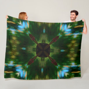 Native American Tribal Shield Mandala Quilt Fleece Blanket