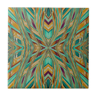 Native American Tribal Vibe Fractal Pattern in Ceramic Tile
