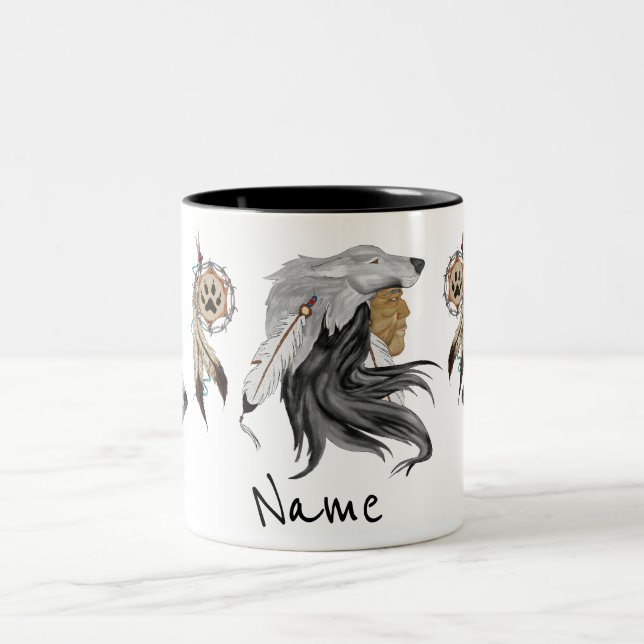 Native American Tribal Wolf Spirit Coffee Cup (Center)