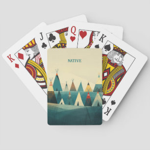 Native American Tribe Tents Playing Cards