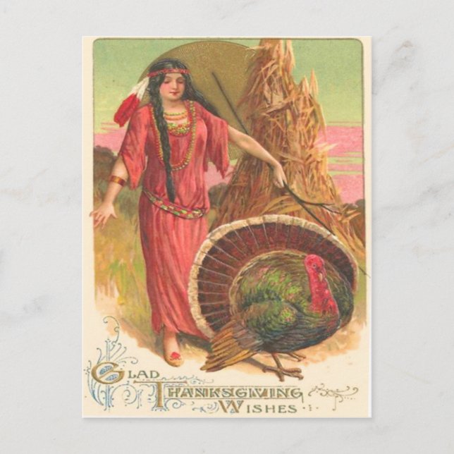 Native American & Turkey Postcard (Front)