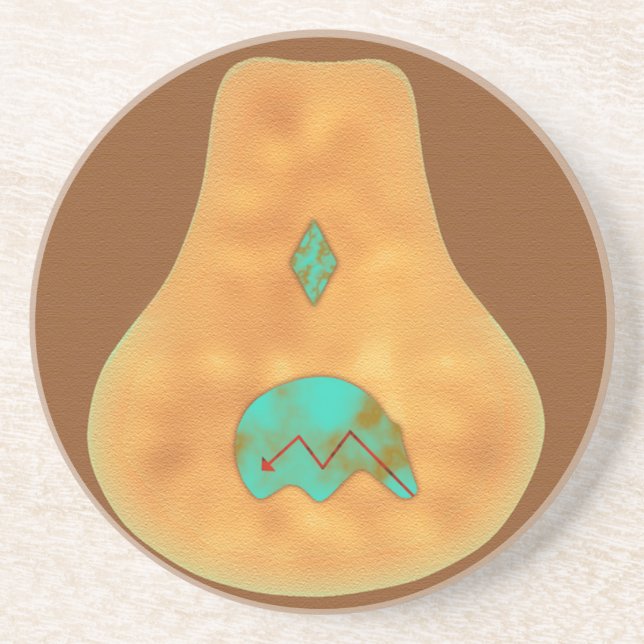 Native American Turquoise Zuni Bear Coaster (Front)