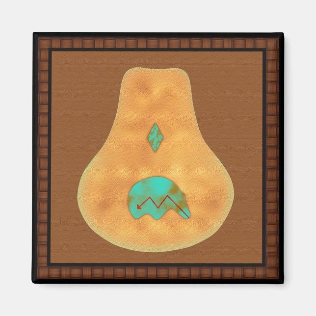 Native American Turquoise Zuni Bear Magnet (Front)
