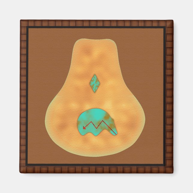 Native American Turquoise Zuni Bear Magnet (Front)