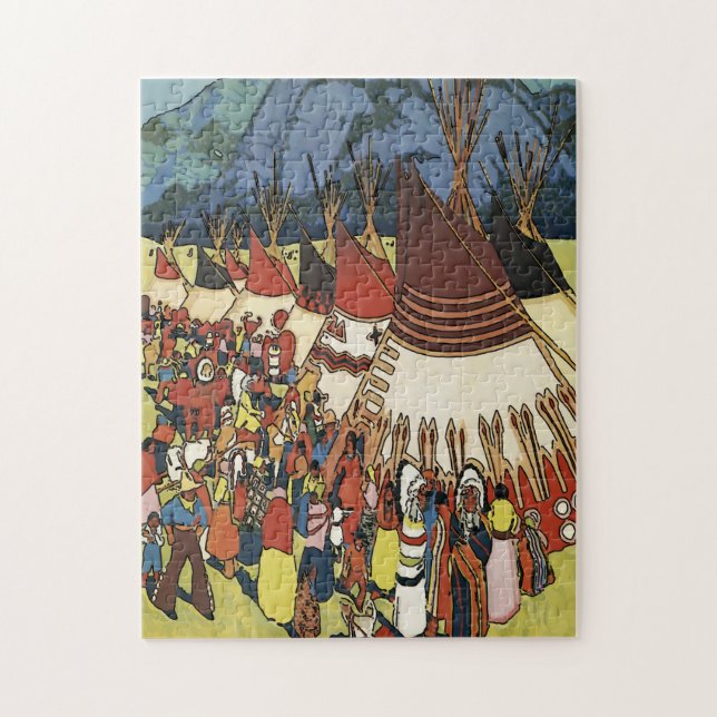 Native American Village Jigsaw Puzzle (Vertical)