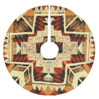 Native American, Vintage Hand-Drawn Abstract. Brushed Polyester Tree Skirt