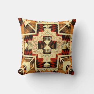 Native American, Vintage Hand-Drawn Abstract. Cushion