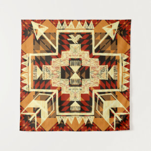 Native American, Vintage Hand-Drawn Abstract. Tapestry