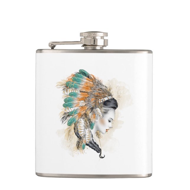 Native American Vinyl Wrapped Flask (Front)