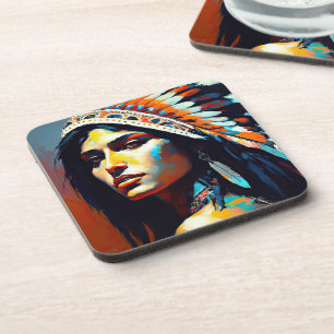 Native American Warrior Princess Coaster