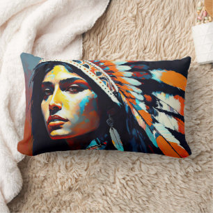 Native American Warrior Princess Lumbar Cushion