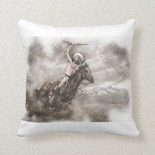 Native American Warrior Spirit   Cushion