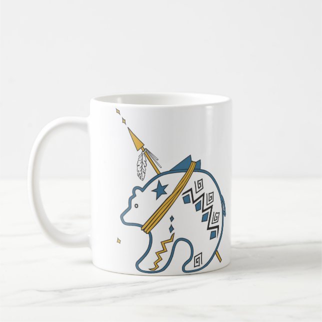 Native American White Bear Icon Coffee Mug (Left)