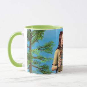 Native American Woman and Bird Mug