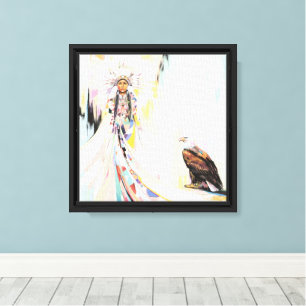 Native American Woman And Eagle Canvas Print