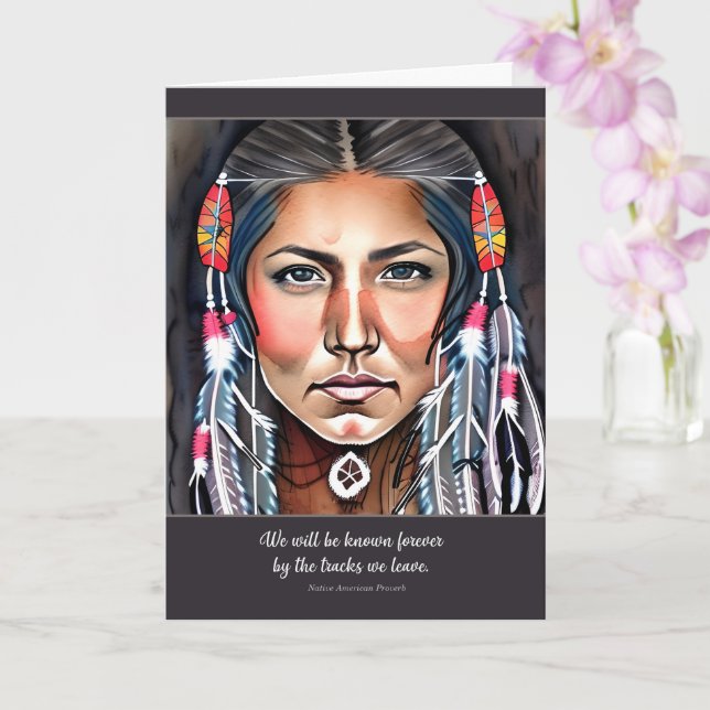 Native American Woman and Proverb Sympathy Card (Orchid)