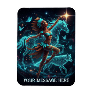 Native American woman dreamcatcher Fantasy Magnet