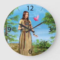 Native American Woman Forest Bird Art