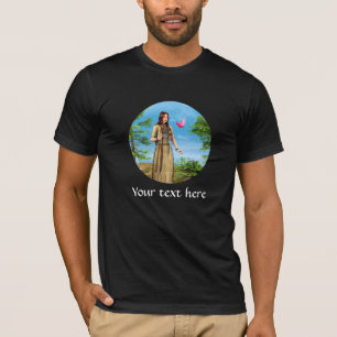 Native American Woman Forest Bird Art T-Shirt
