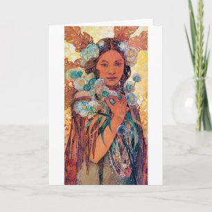 Native American Woman, Mucha Card