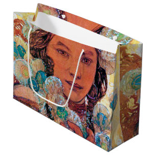 Native American Woman, Mucha Large Gift Bag