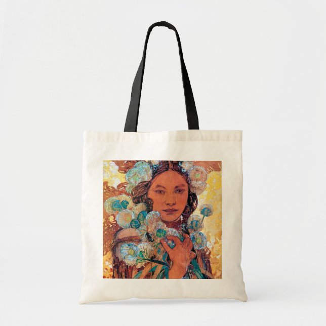 Native American Woman, Mucha Tote Bag (Front)
