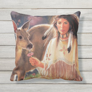 Native American Woman Outdoor Cushion