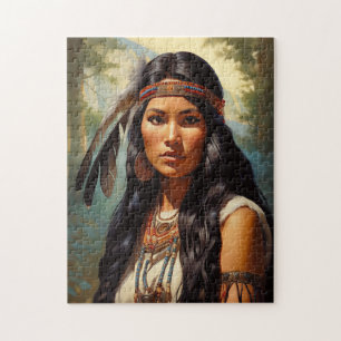 Native American Woman Portrait Jigsaw Puzzle
