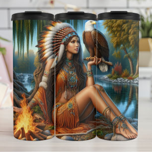 Native American Woman Sunset, Eagle's Perch Thermal Tumbler