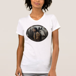 Native American Woman With Horse T-Shirt