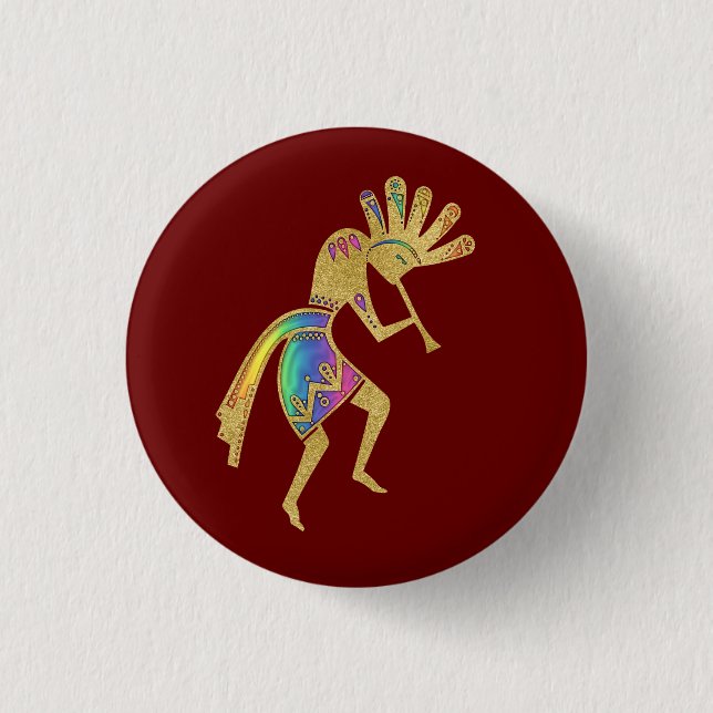 Native Americans Culture - Dancing Kokopelli 5 3 Cm Round Badge (Front)