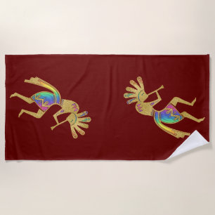 Native Americans Culture - Dancing Kokopelli 5 Beach Towel