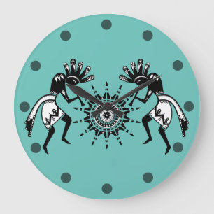 Native Americans Culture - Sun Dancing Kokopelli 1 Large Clock