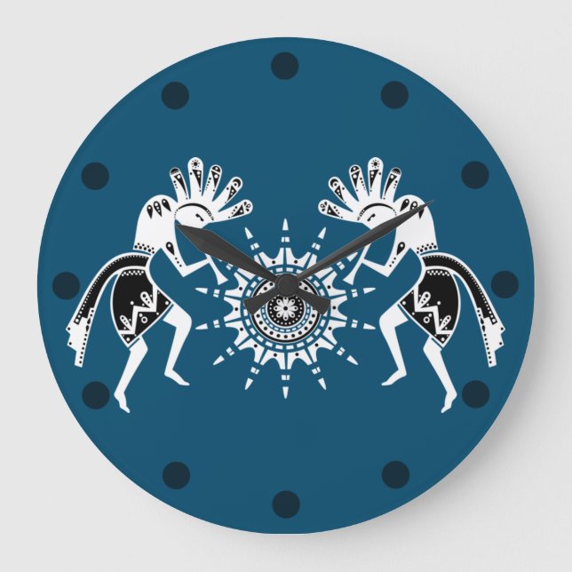 Native Americans Culture - Sun Dancing Kokopelli 2 Large Clock (Front)