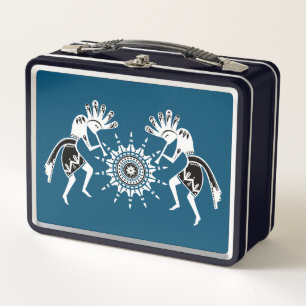 Native Americans Culture - Sun Dancing Kokopelli 2 Metal Lunch Box