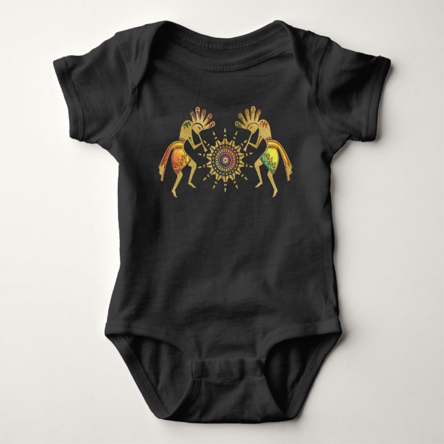 Native Americans Culture - Sun Dancing Kokopelli 3 Baby Bodysuit (Front)