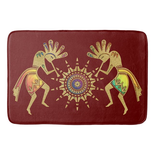 Native Americans Culture - Sun Dancing Kokopelli 3 Bath Mat (Front)