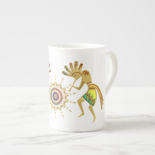 Native Americans Culture - Sun Dancing Kokopelli 3 Bone China Mug