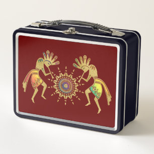 Native Americans Culture - Sun Dancing Kokopelli 3 Metal Lunch Box